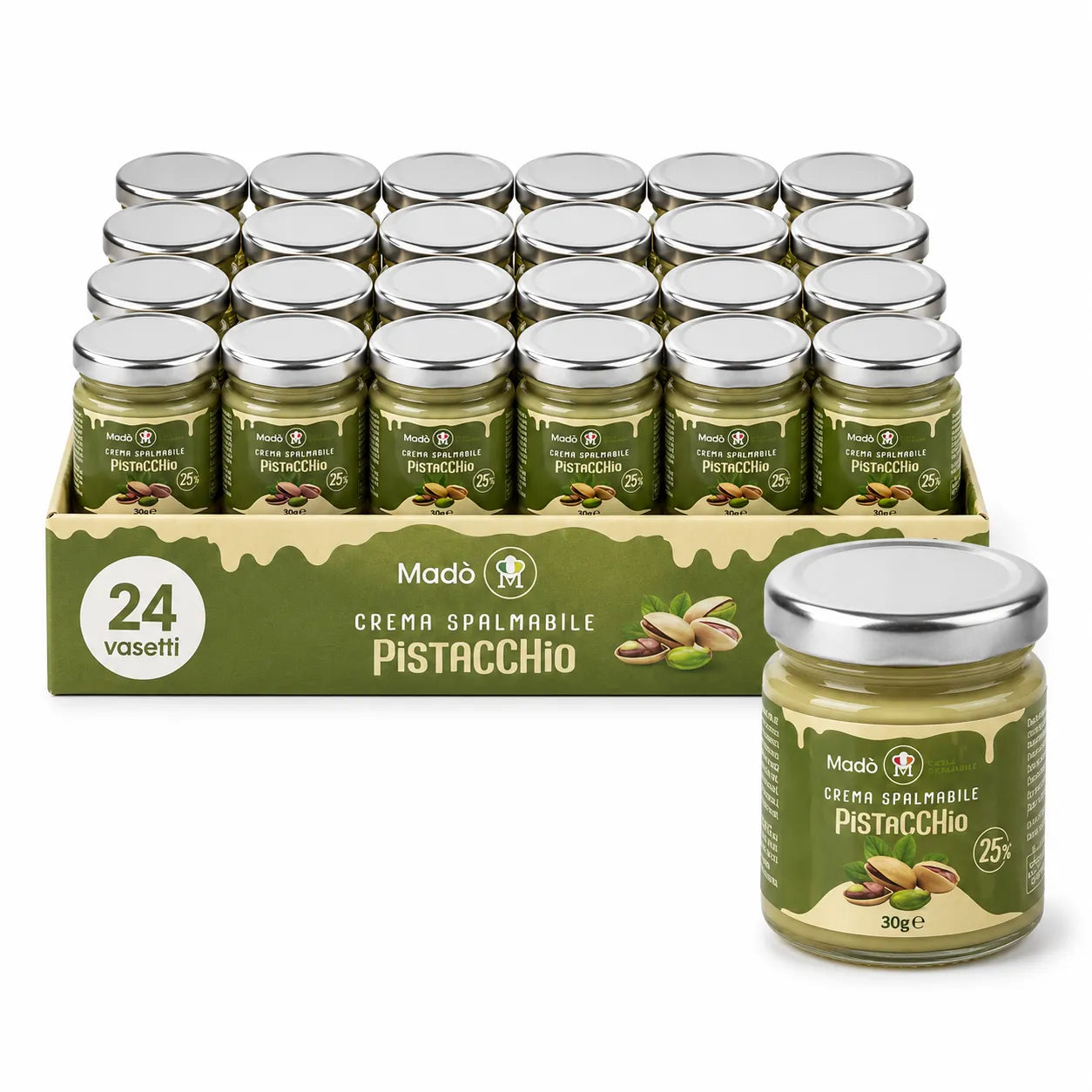 Crema Spalmabile al Pistacchio Madò – 30g (Confezione da 24 Vasetti)