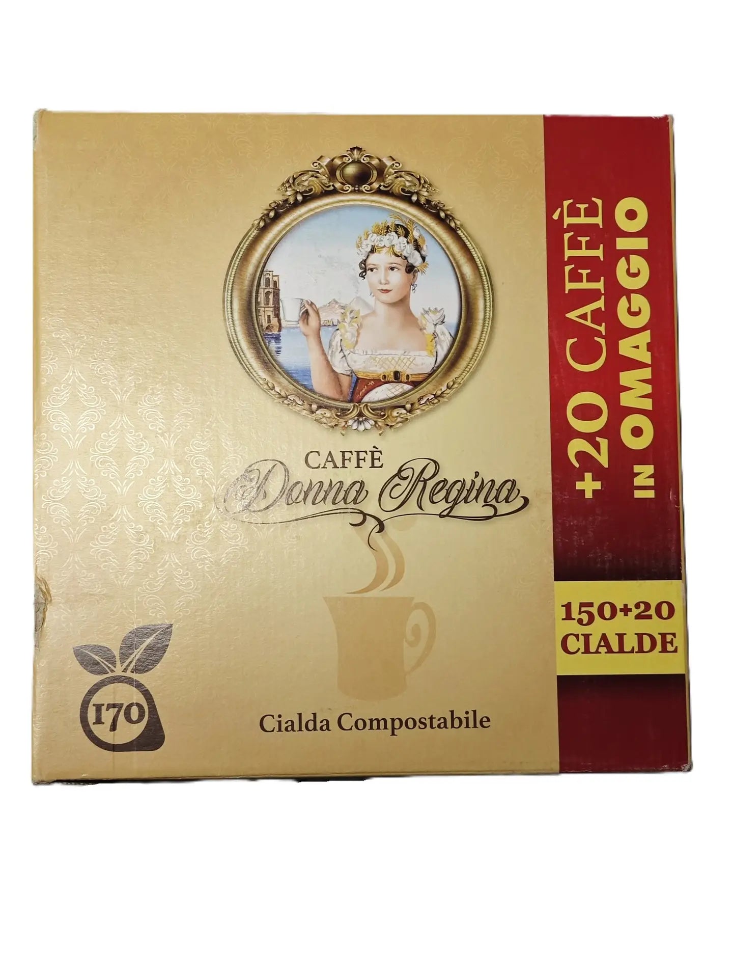 Caffè Donna Regina – 170 Cialde Compostabili ESE 44 mm – Miscela Napoletana Forte – Promo 150+20 Omaggio