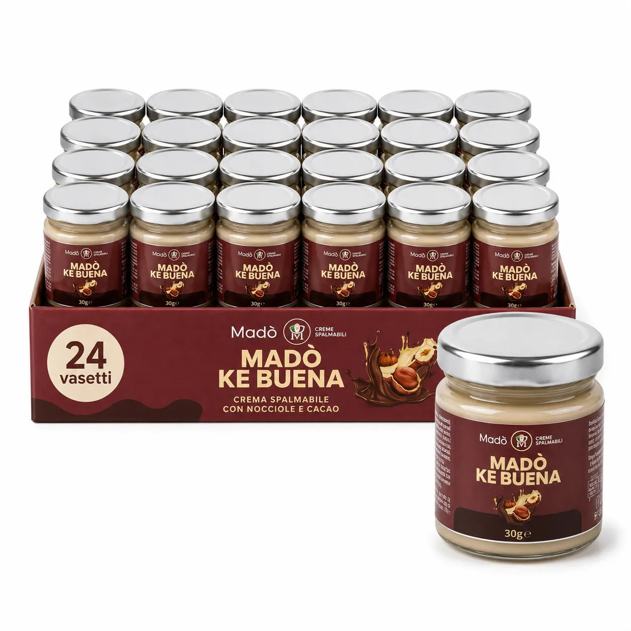 Crema Spalmabile Madò Ke Buena – 30g (Confezione da 24 Vasetti)