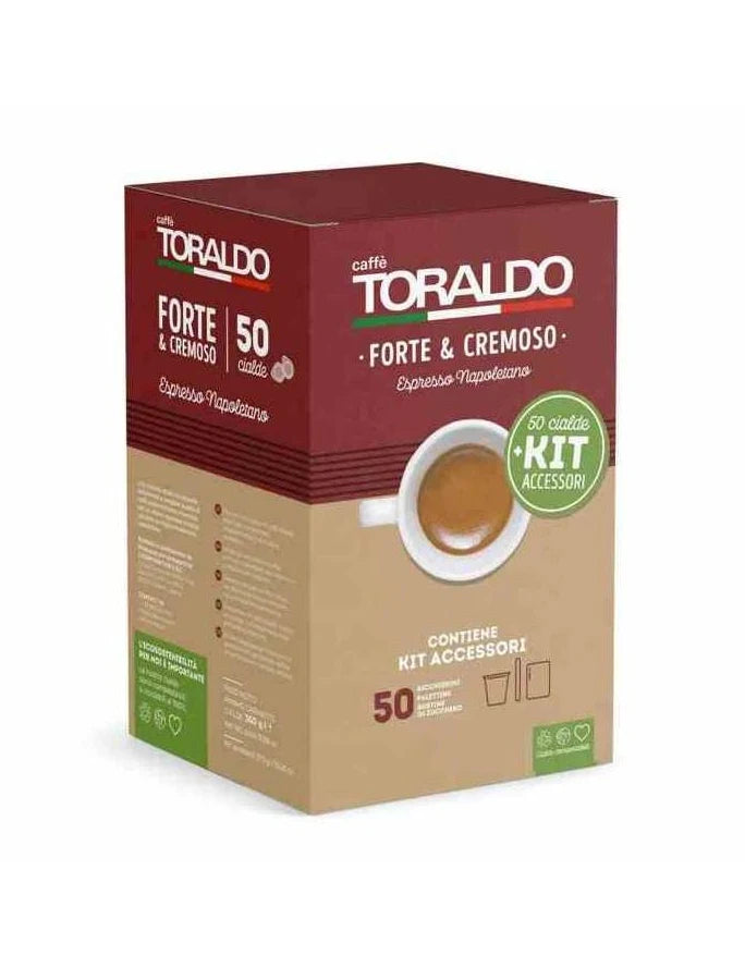 Caffè Toraldo Forte e Cremoso – 50 Cialde + Kit Accessori