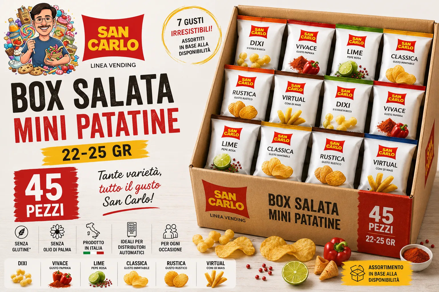 Box Salata Mini Patatine San Carlo Assortite – 45 Pezzi