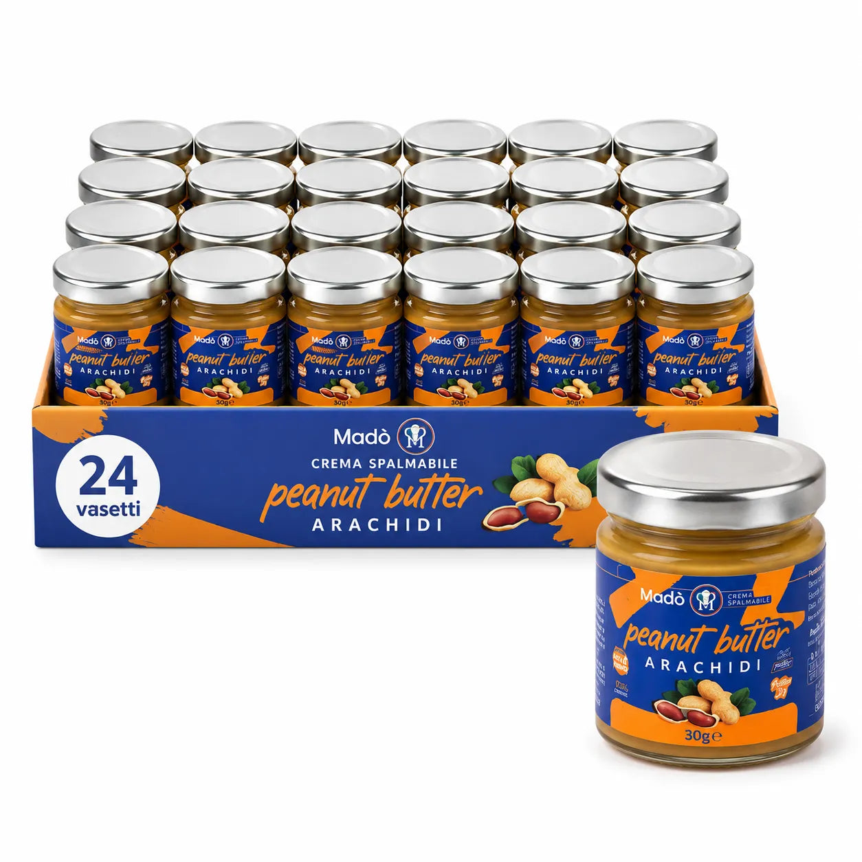 Crema Spalmabile Peanut Butter alle Arachidi Madò – 30g (Confezione da 24 Vasetti)